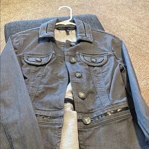 Gray Denim Jacket with Button Details